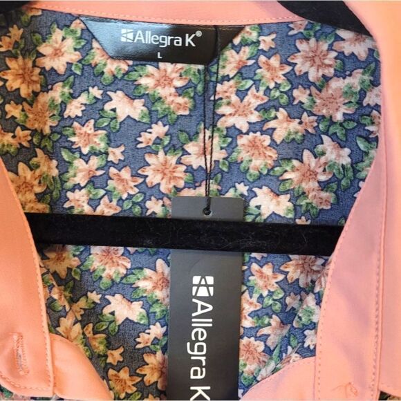 Allegra K Women's Navy Floral Collared Shirt Dress Size L NWT - Picture 3 of 7